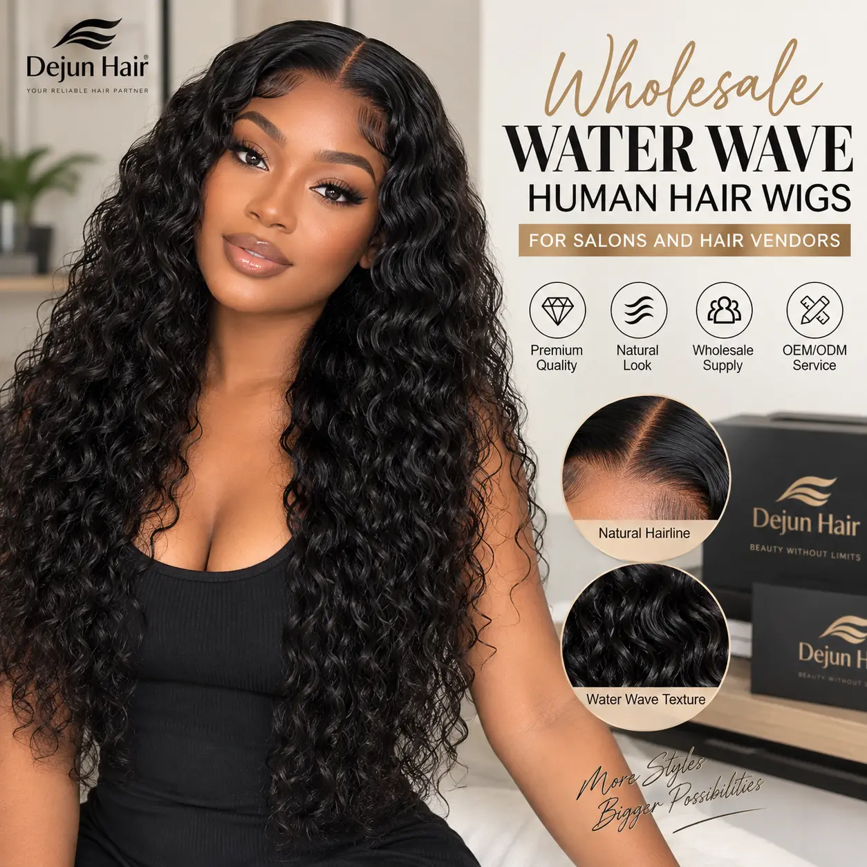 Wholesale water wave human hair wigs for salons and hair vendors