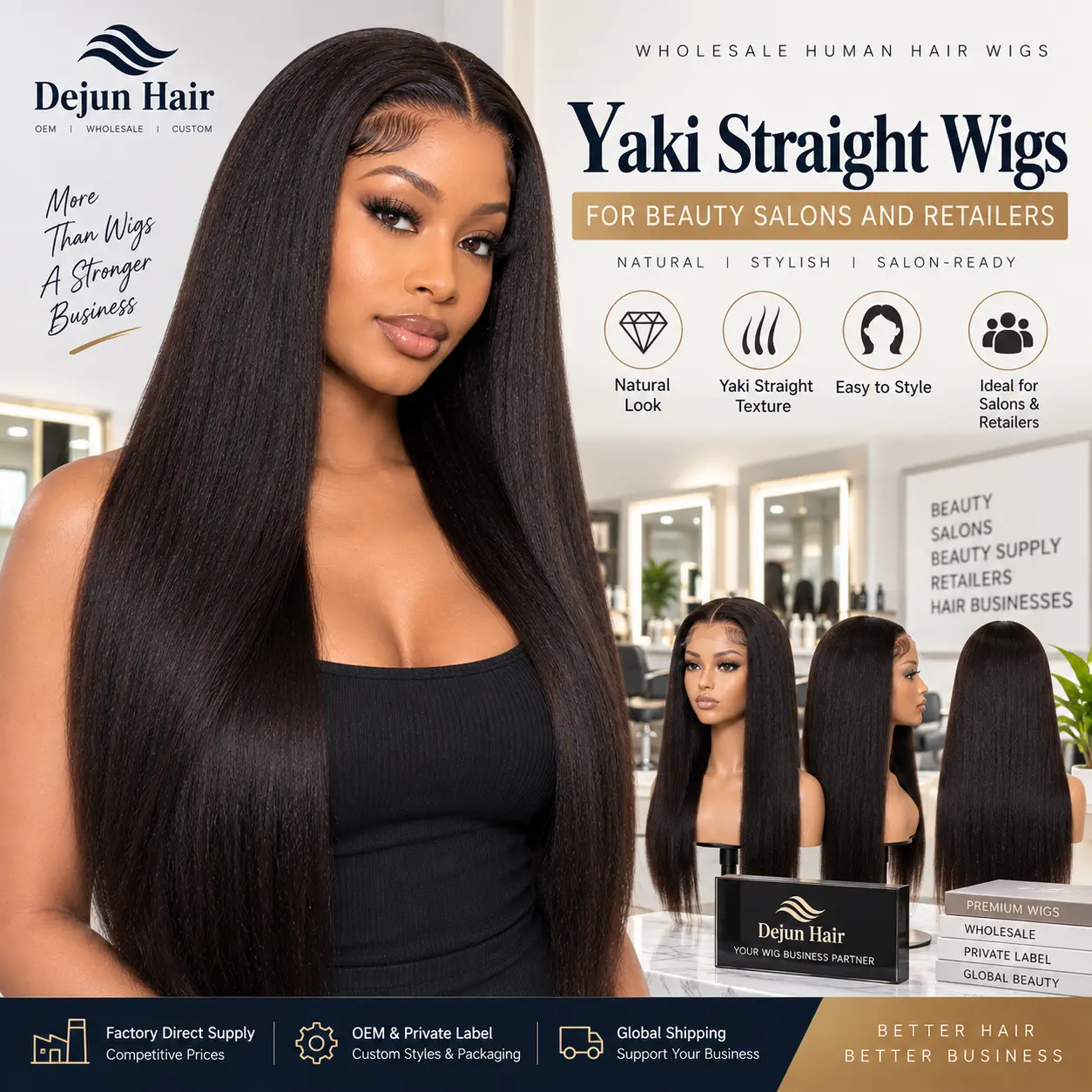 Yaki straight wigs for beauty salons and retailers