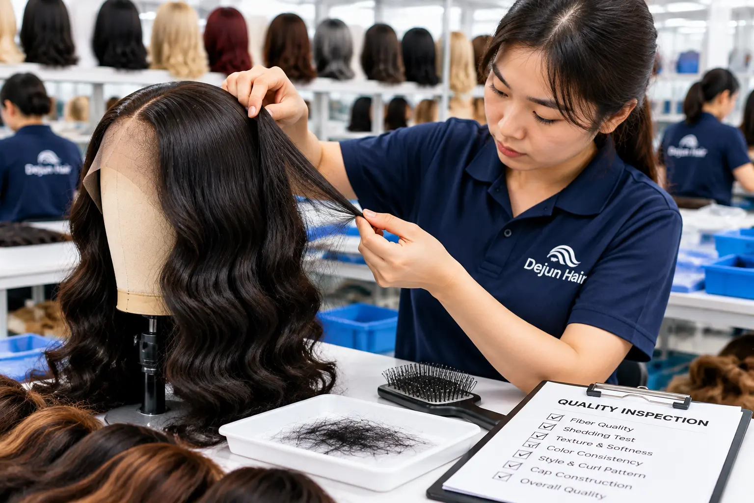 Checking synthetic wig fiber quality and shedding performance before wholesale orders