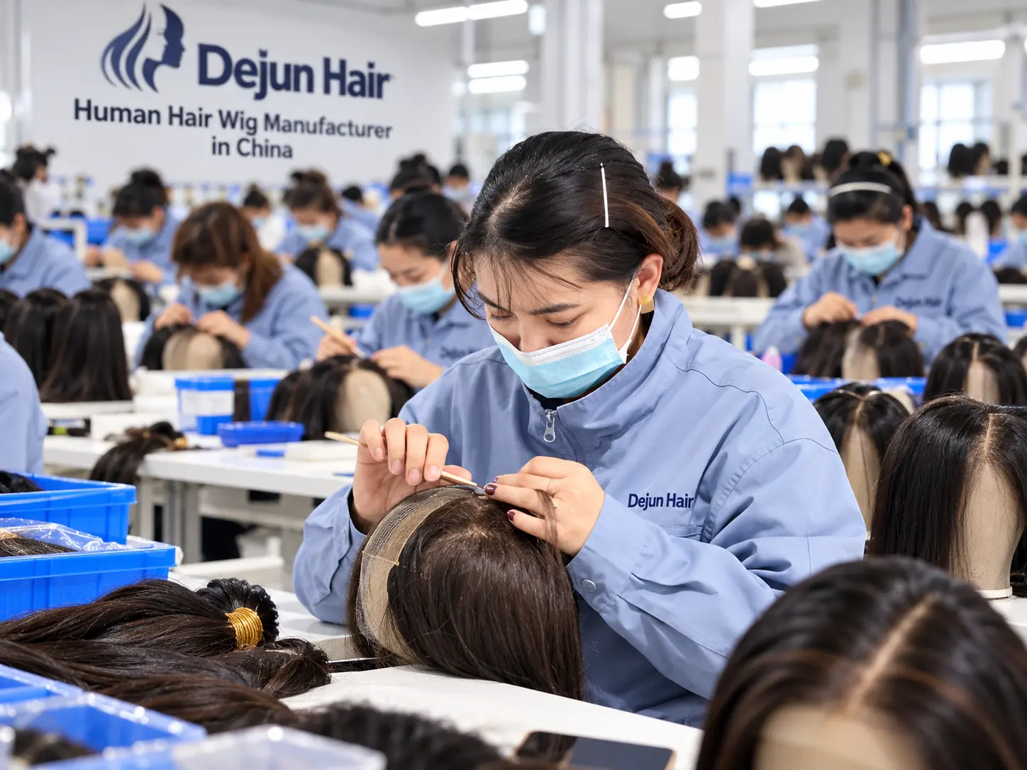 Human hair wig manufacturer factory in China producing wigs for wholesale buyers