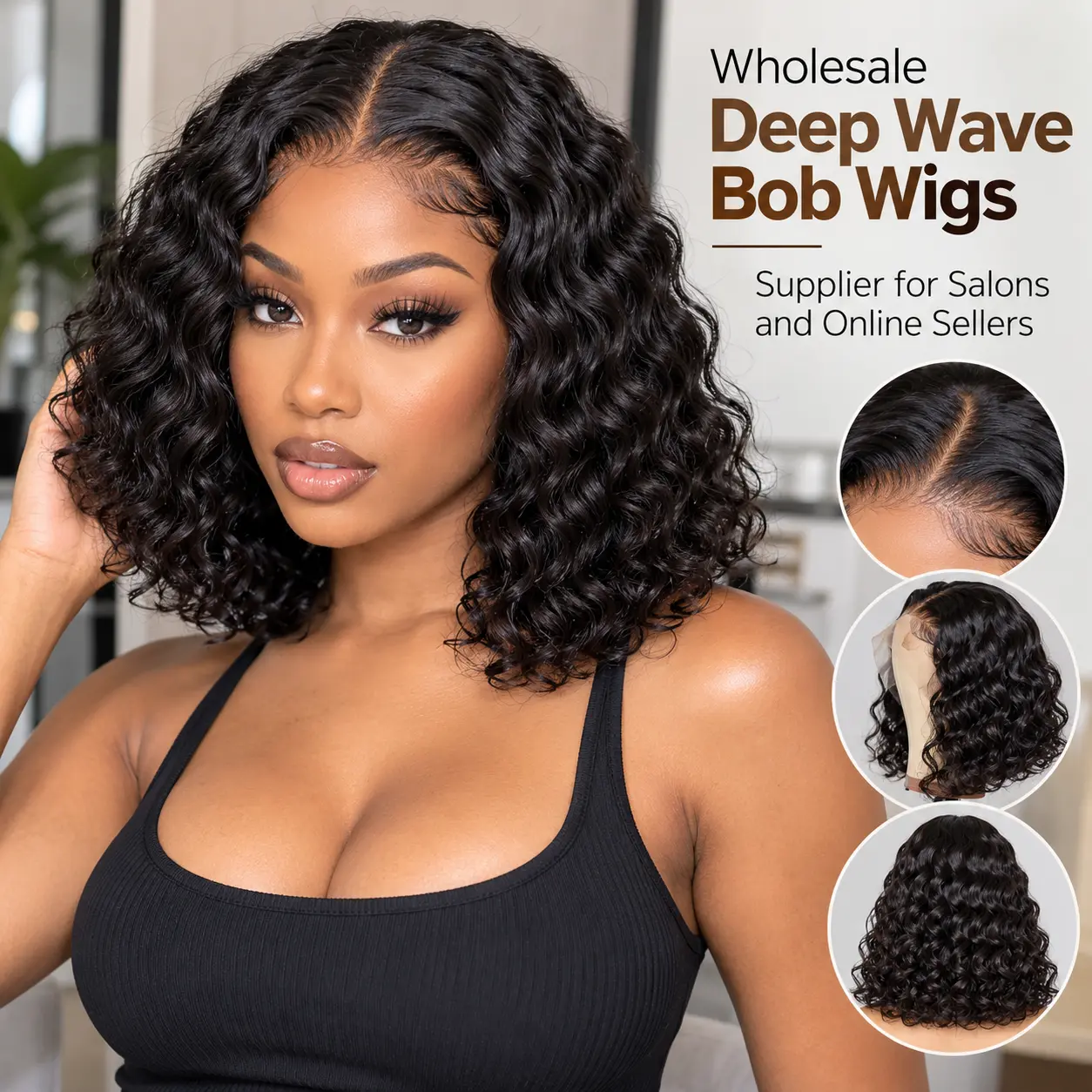 Wholesale deep wave bob wigs supplier for salons, hair vendors and online sellers