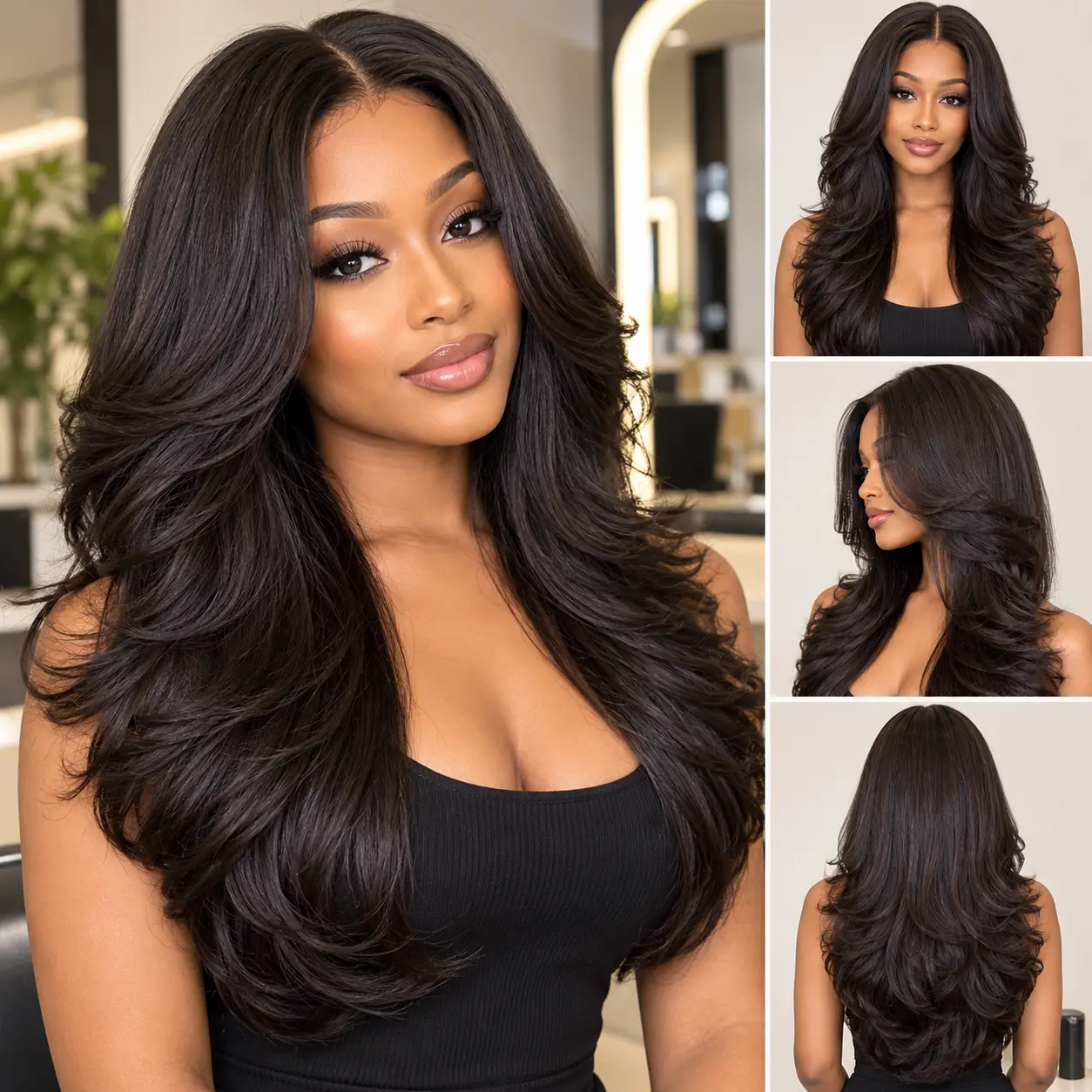 Wholesale layered human hair wigs for salons and professional hair businesses