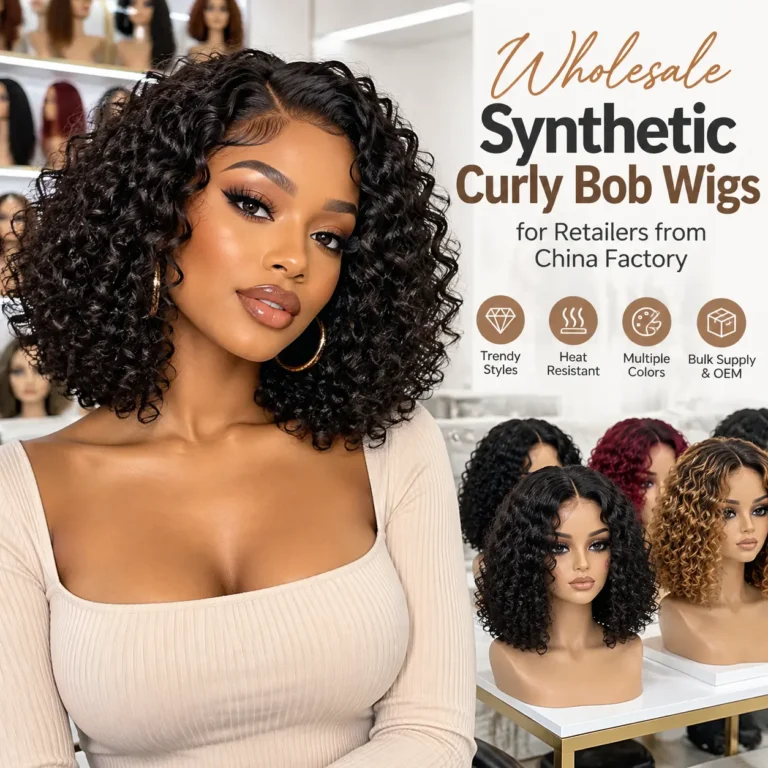 Wholesale synthetic curly bob wigs for retailers from China factory